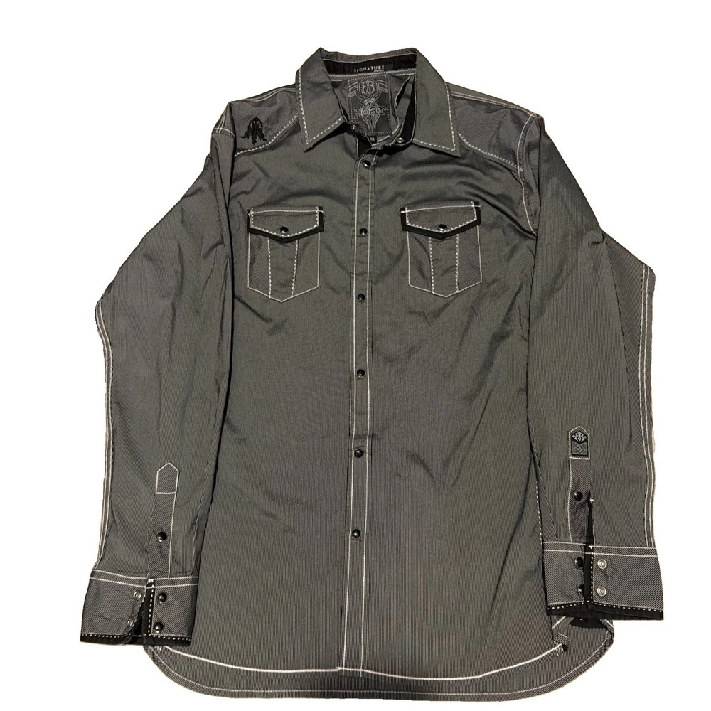 Roar Foundations Mens Size XL Long Sleeve Black Button Up Shirt